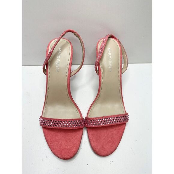 Marc Fisher Sandals Womens‎ Size 8 Betila Slingback Heels Rhinestone Accents - Picture 6 of 11